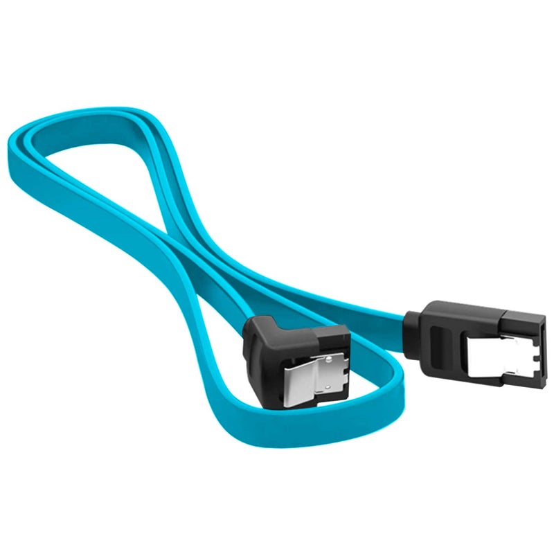AYECEHI 6 Pack 90 Degree Right Angle SATA III 6.0 Gbps Cable (SATA 3 Cable) with Locking Latch Black - 12 Inches for SATA HDD, SSD, CD Driver, CD Writer (Blue) - Image 2